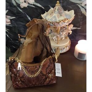 NWT~ALDO Farelix Brown Multi Animal Print Chain Accent Crossbody/Shoulder Bag